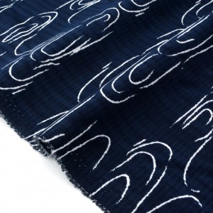 Tissu japonais coton façonné doux vague fond marine foncé x 50cm 