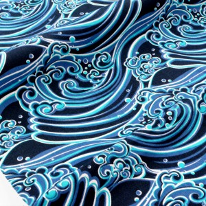 Tissu japonais coton doux vague bleu noir x 50cm 