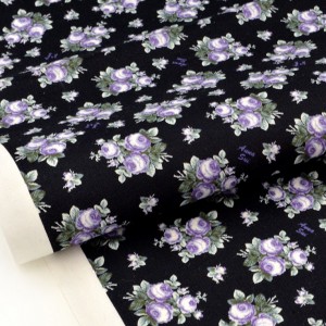 Tissu américain coton patcwork fleuri fond noir x 50cm
