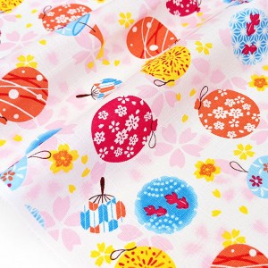 Tissu Japonais coton dobby doux motif traditionnel fleuri x 50cm