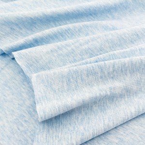 Destock 1.07m tissu jersey coton bleu chiné largeur 190cm