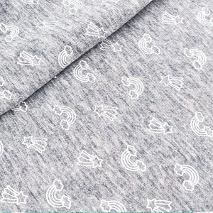 Destock 1m tissu jersey coton arc en ciel gris largeur 170cm