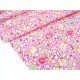 Destock 1.5m tissu coton patchwork fleuri rose largeur 158cm