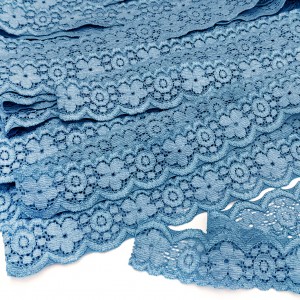 Déstock 10m dentelle élastique lingerie fluide bleu fumé largeur 2.6cm