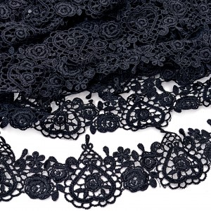 Destock 9m dentelle guipure haute couture noire largeur 6.3cm