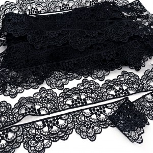 Destock 18.6m dentelle guipure haute couture noire largeur 5.7cm