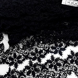 Destock 15m dentelle guipure fine haute couture noir largeur 6.7cm