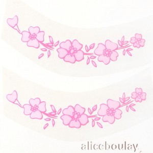 Mercerie - 2 transferts textile fleurs roses 10cm