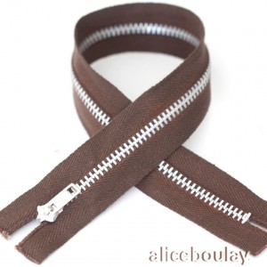 Fermeture glissière/zip non séparable YKK en métal 30cm marron