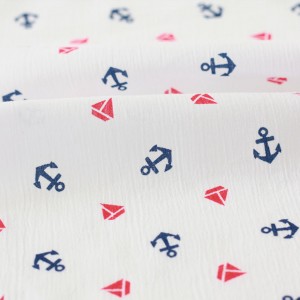 Tissu Japonais crépon coton doux esprit marin sur fond blanc x 50cm