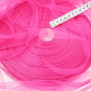 Déstock rouleau 272m ruban organza rose largeur 1.6cm