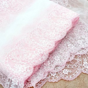 Destock 7.5m dentelle tulle brodé broderie fine haute couture largeur 22cm