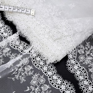 Destock 6.7m dentelle guipure broderie tulle brodé haute couture écrue largeur 18cm