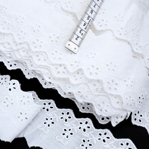 Déstock 14.2m broderie anglaise coton écrue largeur 5.4cm