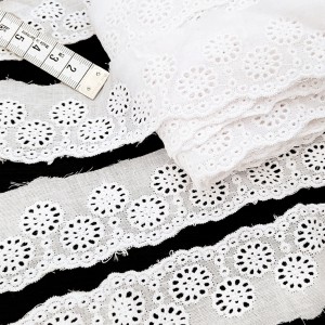 Déstock lot 14.5m broderie anglaise coton blanche largeur 4cm