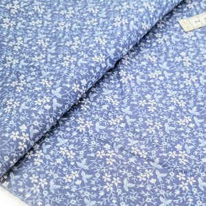 Déstock 0.5m tissu japonais coton patchwork fleuri bleu largeur 108cm 