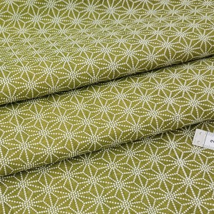 Déstock 2m tissu coton patchwork raide etoile asanoha verte largeur 118cm 