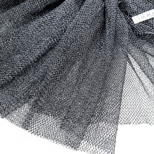 Déstock 2.4m tissu tulle lurex métallique noir argenté largeur 155cm