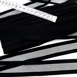 Destock 10.7m ruban élastique extra-doux aéré fantaisie noir largeur 3cm