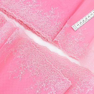 Destock lot 6.4m dentelle broderie tulle brodé fine haute couture largeur 21.5cm