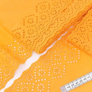Déstock lot 7.9m dentelle broderie anglaise coton orange largeur 22cm