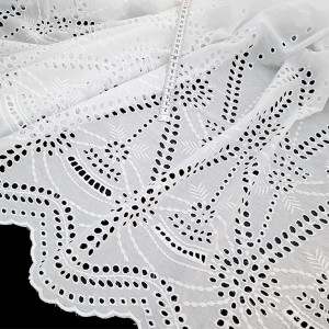 Destock 3.8m tissu broderie anglaise coton blanc largeur 140cm 