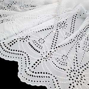 Destock 1.68m tissu broderie anglaise coton blanc largeur 140cm 