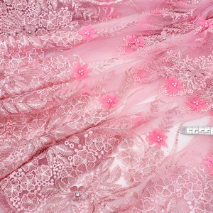 Destock 0.8m tissu dentelle broderie haute couture tulle brodé sequin perle strasse largeur 140cm