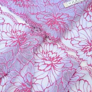 Déstock 5.6m dentelle élastique spécial lingerie rose mauve largeur 20cm