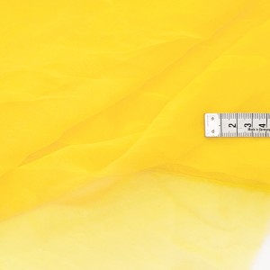 Destock 1m tissu mousseline satiné polyester imitation soie extra doux jaune largeur 167cm