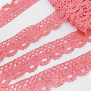 Destock lot 7m dentelle aux fuseaux coton rose largeur 3.3cm