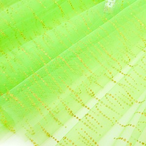 Déstock 3m tissu tulle extra-fin souple pois dorés fond vert largeur 180cm