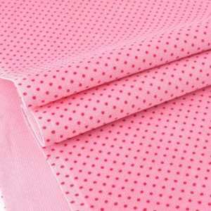 Destock 1.95m tisus velours milleraies côtelé coton doux petits pois rose largeur 110cm