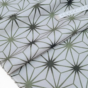 Destock 0.99m tissu japonais coton étoile asanoha kaki fond gris largeur 156cm
