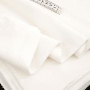 Destock 1.3m tissu jersey sweat 1/1 coton épais fourré chaud blanc largeur 175m 