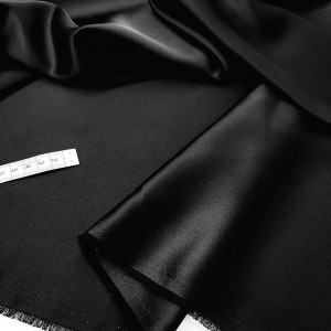 Déstock 2m tissu satin duchesse double face polyester lourd soyeux noir largeur 154cm 