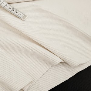 Destock 0.7m tissu bord-côte 2/2 coton jersey cotelé doux écru largeur 115cm 