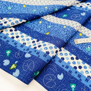 Destock 1.8m tissu japonais lin coton doux traditionnel bleu largeur 115cm