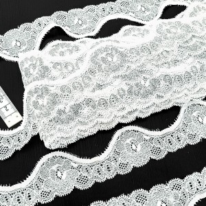 Déstock 17m dentelle élastique lingerie blanc gris largeur 4cm