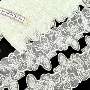 Destock 9.7m dentelle broderie tulle brodé fine douce haute couture largeur 7.5cm