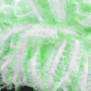 Déstock 19.5m galon élastique à volants ruban froufrou vert blanc largeur 18mm