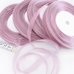 Déstock lotde 4 rouleaux de 45m ruban organza vieux rose largeur 10mm