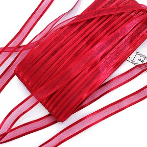 Déstock 29m ruban organza bords en satin rouge largeur 1cm