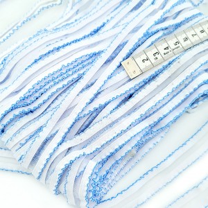 Destock 19m ruban élastique à volant aéré bretelle fantaisie largeur 1.6cm légèrement taché