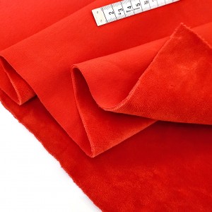 Destock 0.93m tissu  jersey scuba coton fourré sweat rouge largeur 157cm 