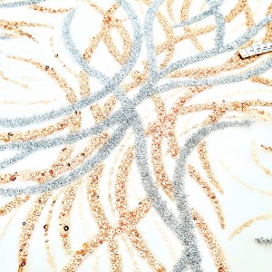 Destock 0.66m tissu dentelle broderie tulle brodé de sequins perles haute couture largeur 173cm