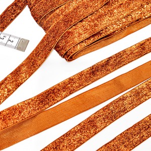 Déstock 23m ruban rouille brillant souple largeur 1.6 cm