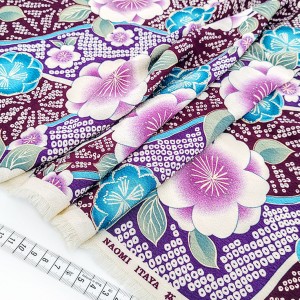 Destock 1.75m tissu japonais Naomi Itaya chirimen polyester fluide fleuri largeur 120cm