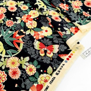 Destock 2.4m tissu japonais Naomi Itaya chirimen polyester fluide fleuri largeur 116cm