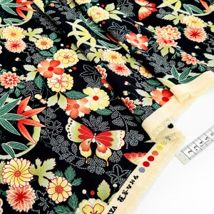 Destock 1.5m tissu japonais Naomi Itaya chirimen polyester fluide fleuri largeur 116cm